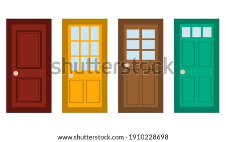 Vector doors set in flat style