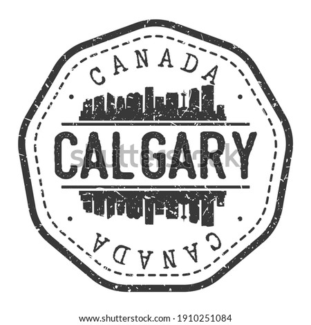 Calgary, AB, Canada Stamp Skyline Postmark. Silhouette Postal Passport. City Round Vector Icon. Vintage Postage Design.