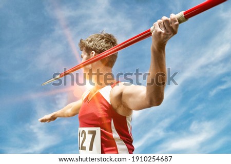 Portrait of Male Javelin Thrower Royalty-Free Stock Photo #1910254687