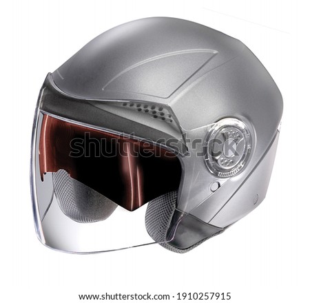 Elegant motorcycle helmet on white. Studio shoot