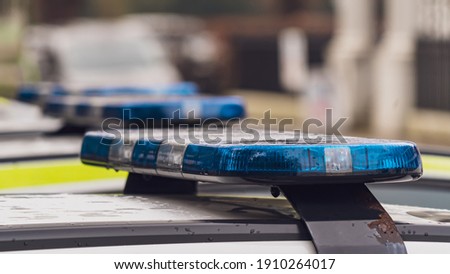 Close up of a Police light bar on top of a car