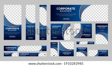 Set of Corporate web banner design template with place for photos. Business Ad layout standard size. Vector design EPS 10 Royalty-Free Stock Photo #1910283985