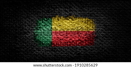 National flag of the Benin on dark fabric