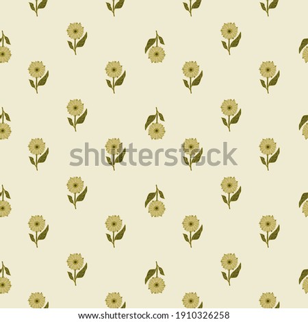 Abstract mealow sunflowers seamless doodle pattern in doodle style. Light pastel background. Nature print. Graphic design for wrapping paper and fabric textures. Vector Illustration.