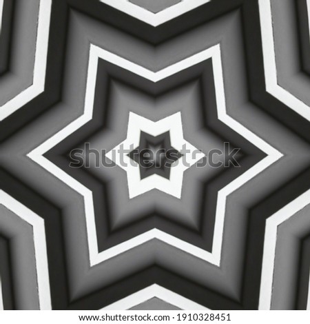 abstract background of pattern of a kaleidoscope. Black, white and grey lines background fractal mandala. abstract kaleidoscopic arabesque. bw geometrical ornament pattern