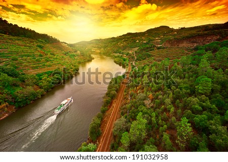 Vineyards in the Valley of the River Douro, Portugal Royalty-Free Stock Photo #191032958