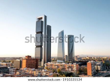 4 towers business center Madrid bright daylight