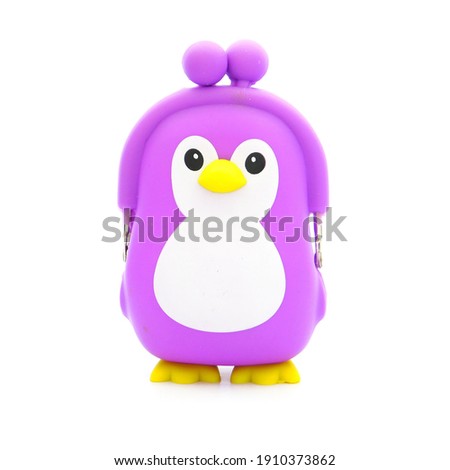 purple plastic penguin coin purse for ladys and girls, nice, cute, happy, smile