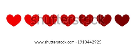 Hearts icons red color gradient. Vector illustation