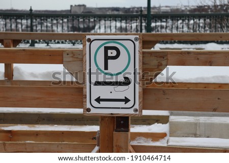 Authorized parking sign for sleds at this location in Quebec City, Canada
