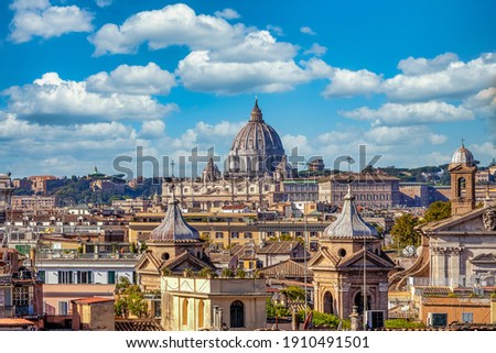 View of St Peter's Basilica from the Terrazza del Pincio in Rome