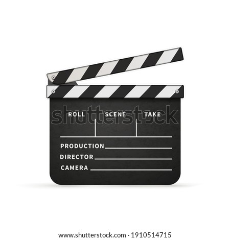 Detailed realistic movie clapper with copy space