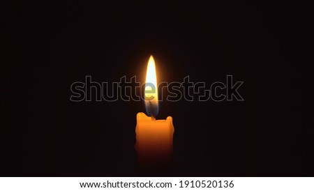 Close-up of a woman's hands lighting a candle with a match in the dark, it burns and after a while a gust of wind extinguishes it. Royalty-Free Stock Photo #1910520136
