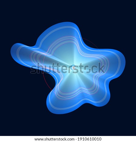 Abstract blue shape with wavy lines background. Vector illustration
