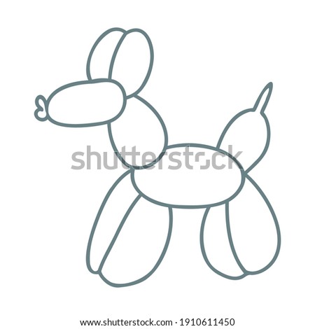 Cute cartoon unisex dog balloon animal vector lineart illustration. Simple boho celebration party sticker clipart. Gender neutral fun kids naive hand drawn doodle. Scandi style birthday clip art. 