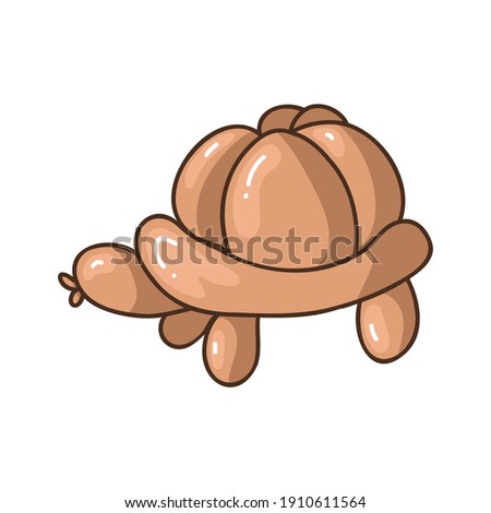 Cute cartoon unisex turtle balloon animal vector illustration. Simple boho celebration party sticker clipart. Gender neutral fun kids naive hand drawn doodle. Scandinavian style birthday clip art. 