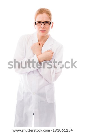 Female Scientist shivering