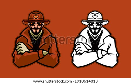 sheriff with arms crossed vector illustration