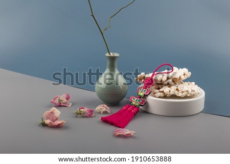 Korean traditional sweets and cookies with rice cake Royalty-Free Stock Photo #1910653888