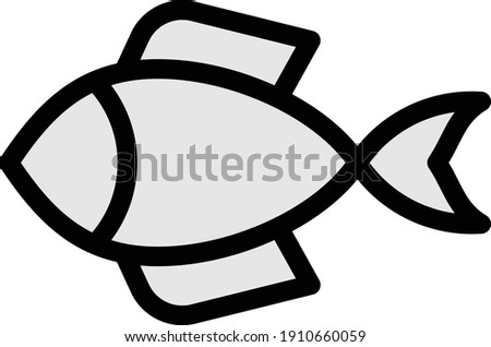 fish vector color line icon