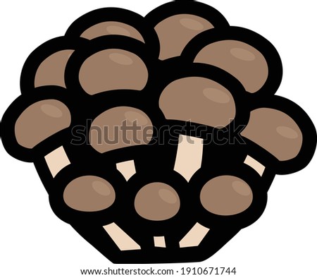 Clip art of simple and cute shimeji mushroom