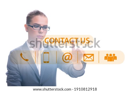 Businesswoman pressing in communication concept