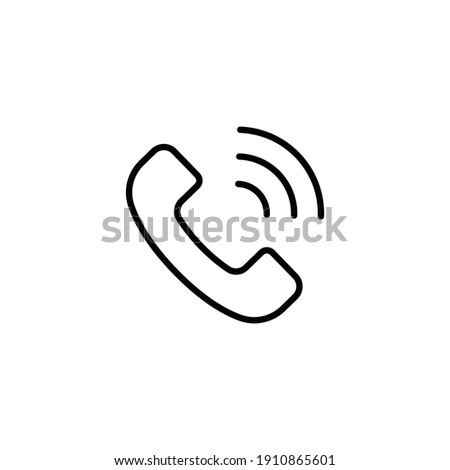 Phone call handset line icon for web template and app. Communication concept. Vector illustration design on white background. EPS 10 Royalty-Free Stock Photo #1910865601