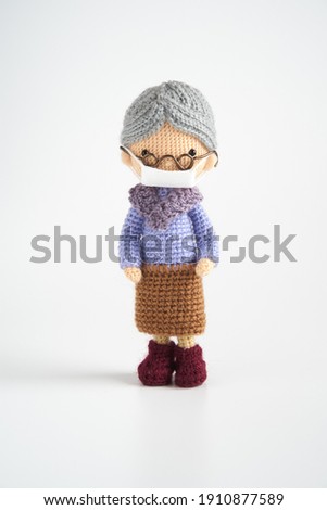 Handmade knitted toy. cute and small Amigurumi doll.Medical care and life 