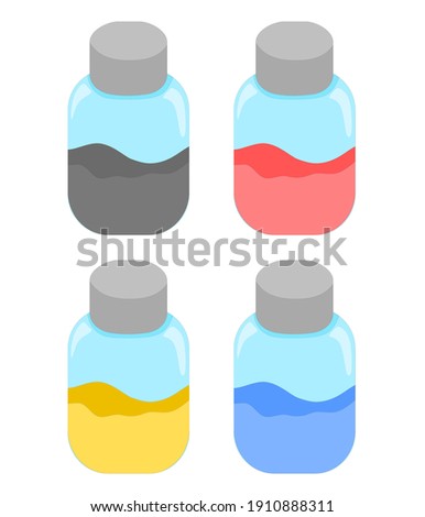 Vector illustration set of ink in a bottle for printer and pen