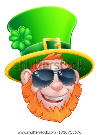 A Leprechaun St Patricks Day cool cartoon character wearing shades or sunglasses