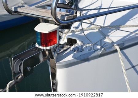 Position light detail on a sailing boat Royalty-Free Stock Photo #1910922817