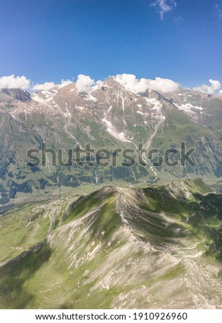 Aerial view of mountain range in Grossglockner in Austria Summer