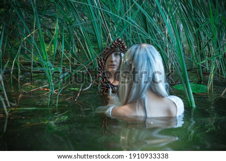 photo for legends, creatures and fairytale. Mystical scene with nymph