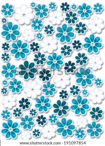 Bold repeating christmas floral pattern in blue and white