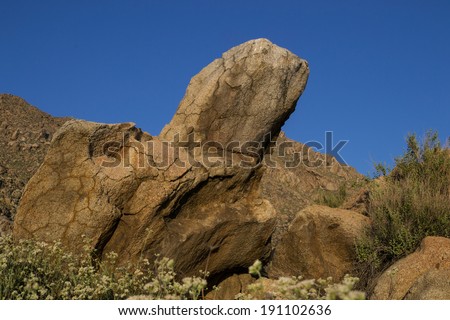 The boulders in the California desert near Temecula just as the sun is going down.