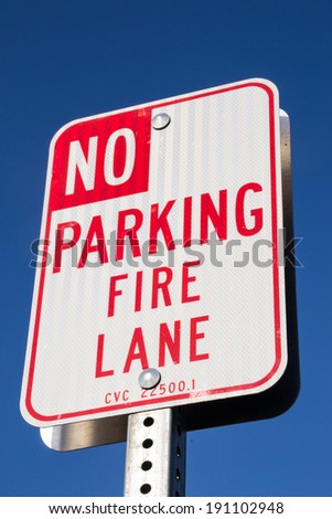 The "No parking fire lane" sign.
