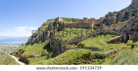 Acrocorinth fortress, Peloponnese, Greece Royalty-Free Stock Photo #191104739