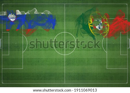 Slovenia vs Portugal Soccer Match, football game, Competition concept, Copy space