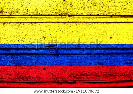National flag of Colombia, abbreviated with co; a realistic 3d image of the national symbol from an independent country painted on a wooden wall