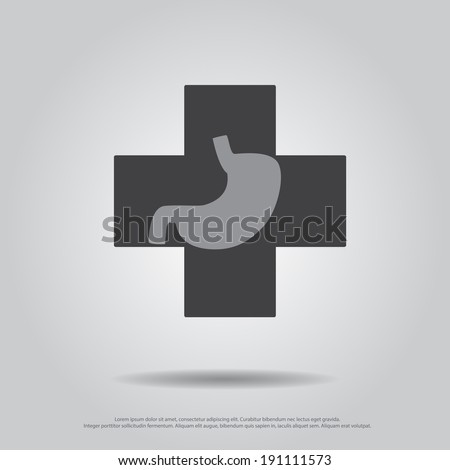 stomach in cross vector icon