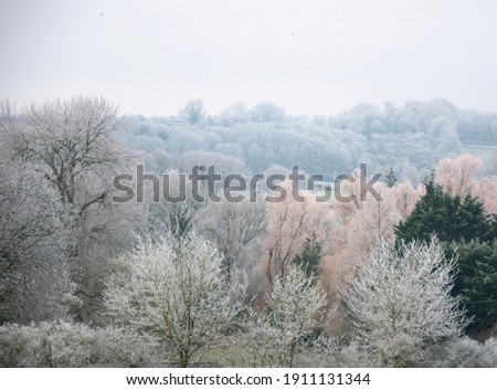 Winter landscape on Clarendon Way, Broughton Village, Hampshire UK