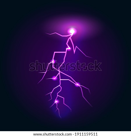 Abstract lightning isolated on black background. Vector illustration