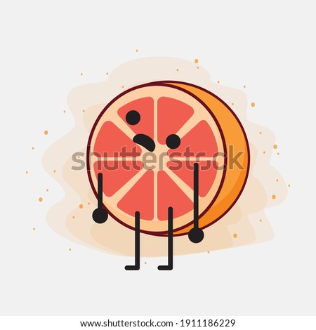 An illustration of Cute Orange Grapefruit Mascot Character