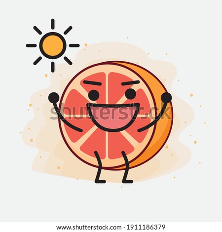 An illustration of Cute Orange Grapefruit Mascot Character