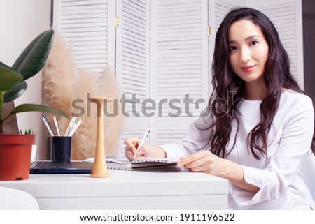young asian woman in medical office smiling cheerful, lifestyle people concept