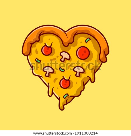 Love Pizza Cartoon Vector Icon Illustration. Fast Food Icon Concept Isolated Premium Vector. Flat Cartoon Style