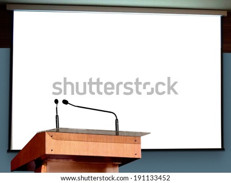 Seminar Podium with Blank Screen Royalty-Free Stock Photo #191133452