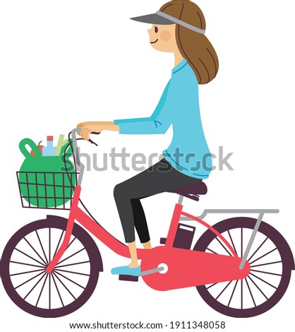 Woman going shopping on electric assisted bike