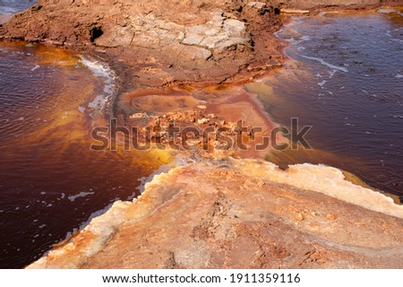  Hot oil Lake (Petroleum Lake) at Dallol volcano, Danakil Depression, Ethiopia. Africa