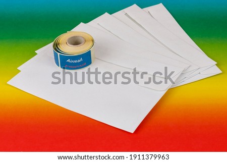 Envelopes with stickers for airmail